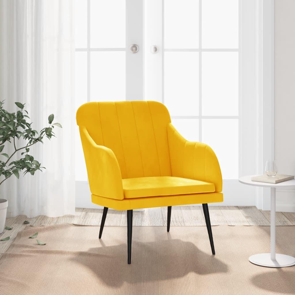 Lænestol 63x76x80 cm velour gul