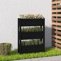 Plantekasse 77x25x104,5 cm massivt fyrretræ sort
