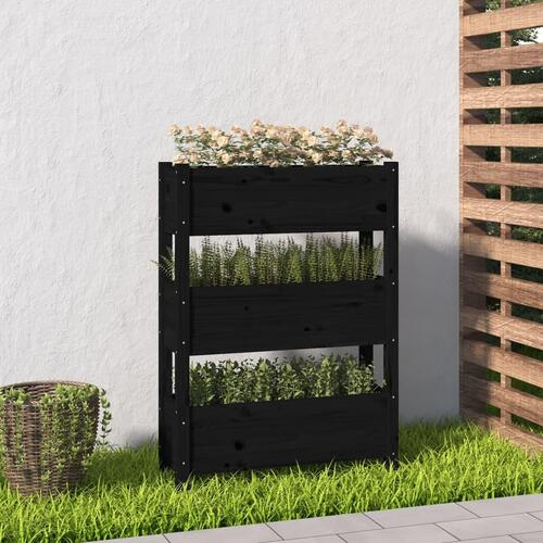 Plantekasse 77x25x104,5 cm massivt fyrretræ sort