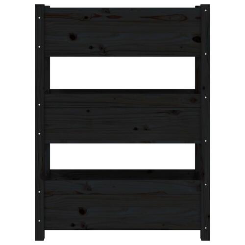 Plantekasse 77x25x104,5 cm massivt fyrretræ sort