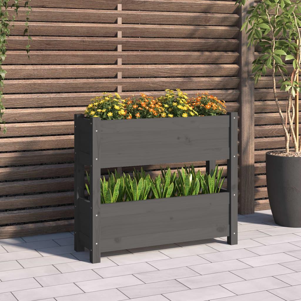 Plantekasse 77x25x66 cm massivt fyrretræ grå