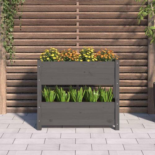 Plantekasse 77x25x66 cm massivt fyrretræ grå