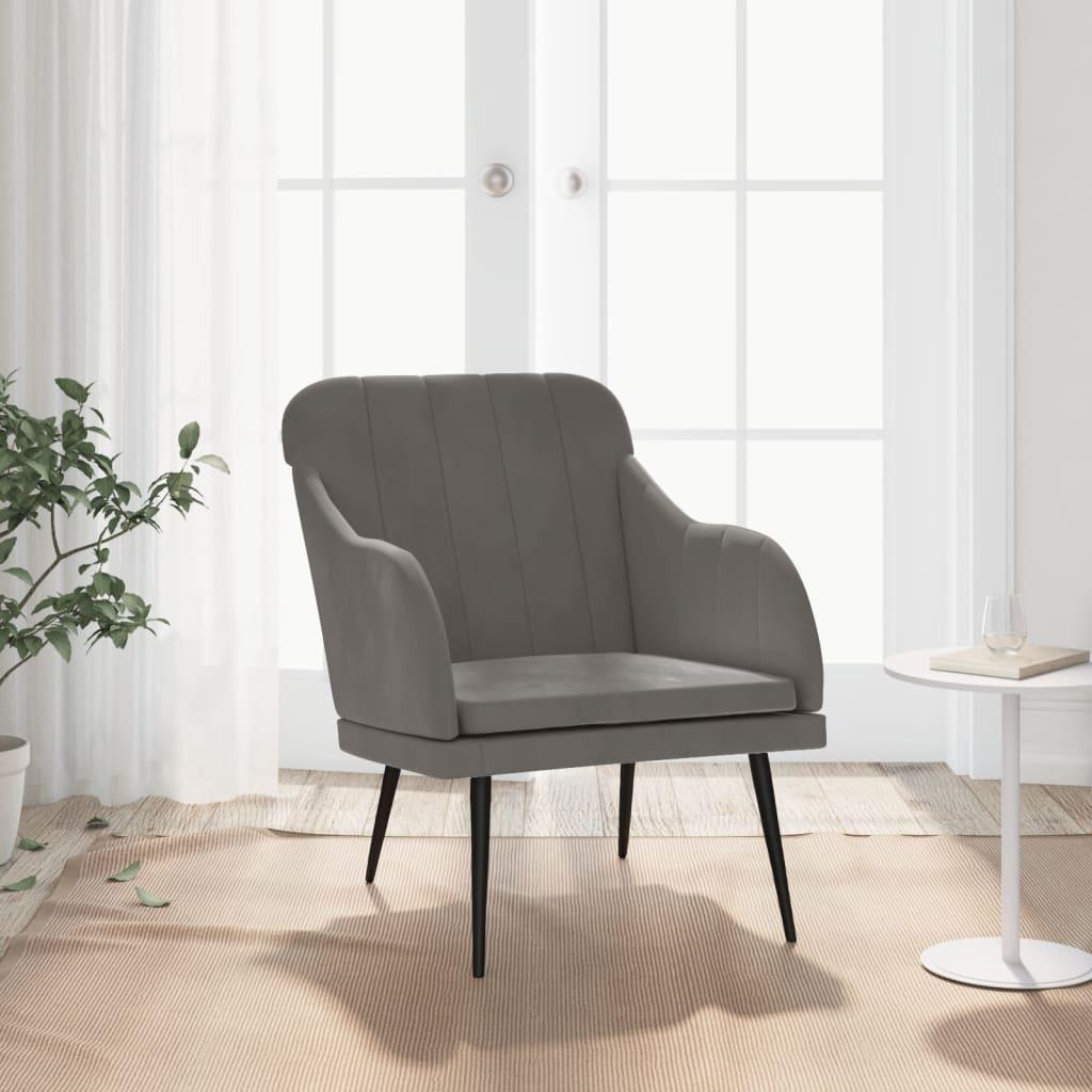 Lænestol 63x76x80 cm velour mørkegrå