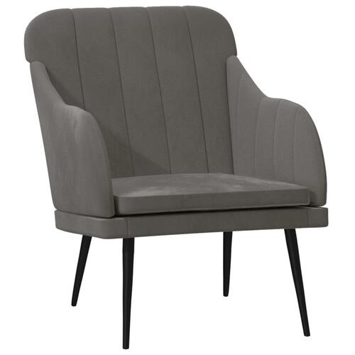 Lænestol 63x76x80 cm velour mørkegrå