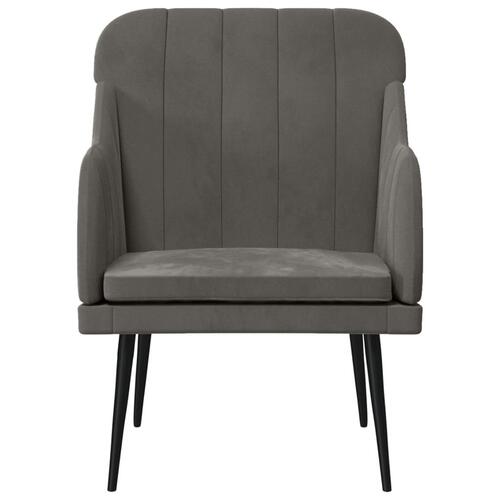 Lænestol 63x76x80 cm velour mørkegrå
