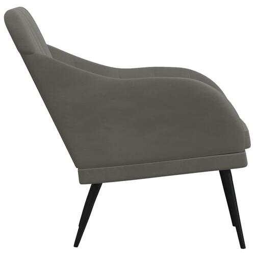 Lænestol 63x76x80 cm velour mørkegrå