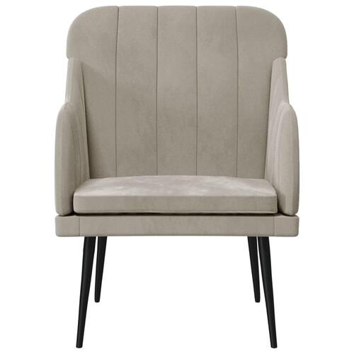Lænestol 63x76x80 cm velour lysegrå