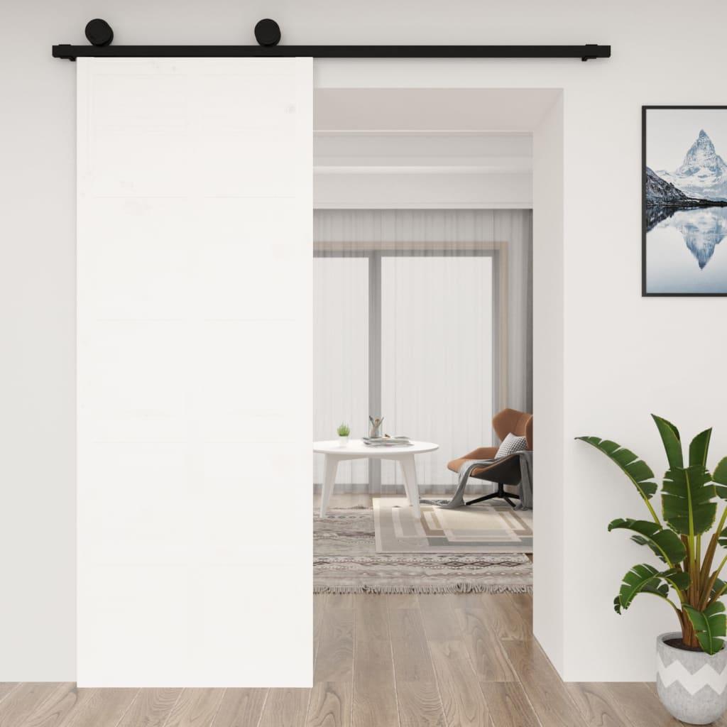 Skydedør 80x1,8x214 cm massivt fyrretræ hvid