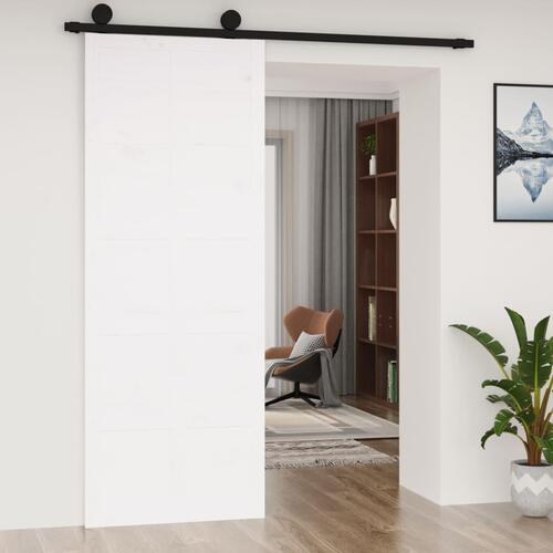 Skydedør 80x1,8x214 cm massivt fyrretræ hvid