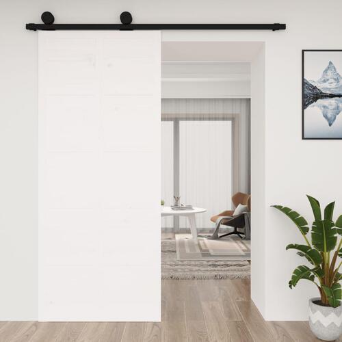 Skydedør 90x1,8x214 cm massivt fyrretræ hvid