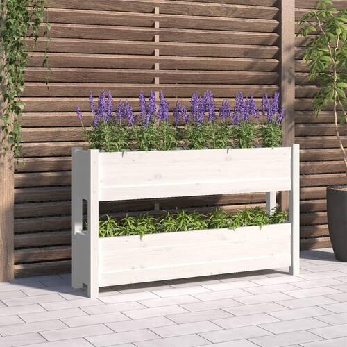 Plantekasse 112x25x66 cm massivt fyrretræ hvid