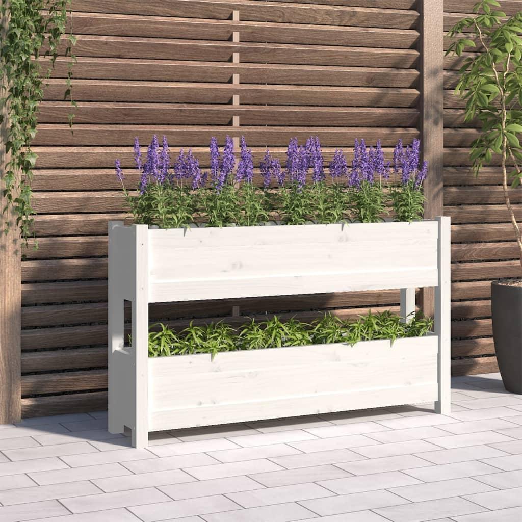 Plantekasse 112x25x66 cm massivt fyrretræ hvid