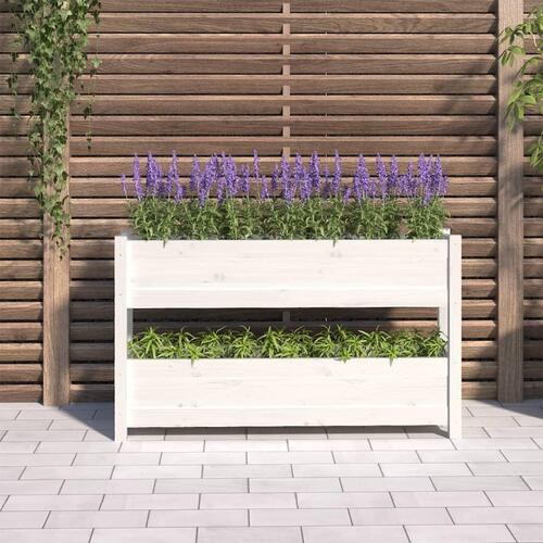 Plantekasse 112x25x66 cm massivt fyrretræ hvid