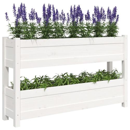 Plantekasse 112x25x66 cm massivt fyrretræ hvid