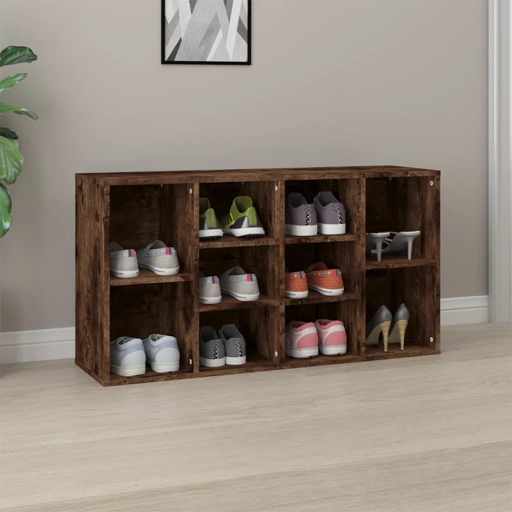 Skobænk 103x30x54,5 cm konstrueret træ røget egetræsfarve