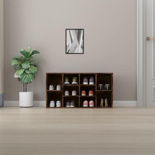 Skobænk 103x30x54,5 cm konstrueret træ røget egetræsfarve