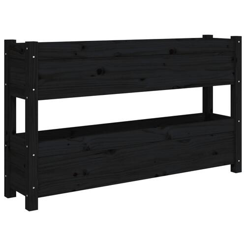 Plantekasse 112x25x66 cm massivt fyrretræ sort