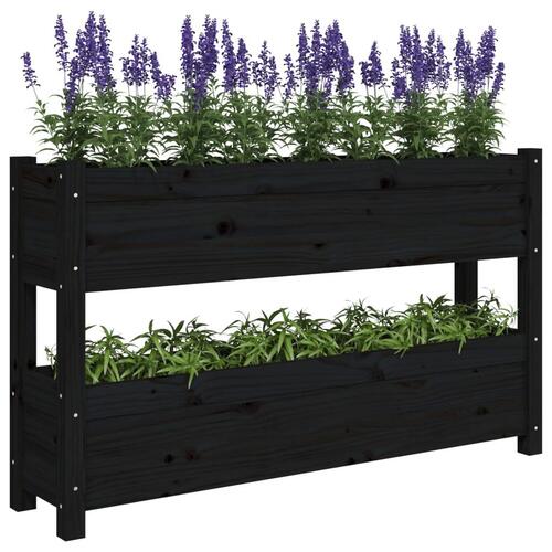 Plantekasse 112x25x66 cm massivt fyrretræ sort