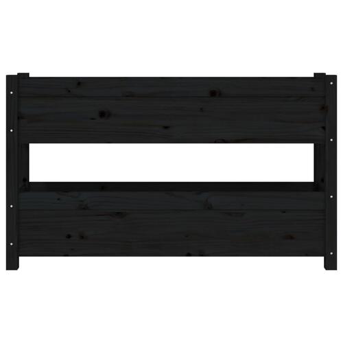 Plantekasse 112x25x66 cm massivt fyrretræ sort