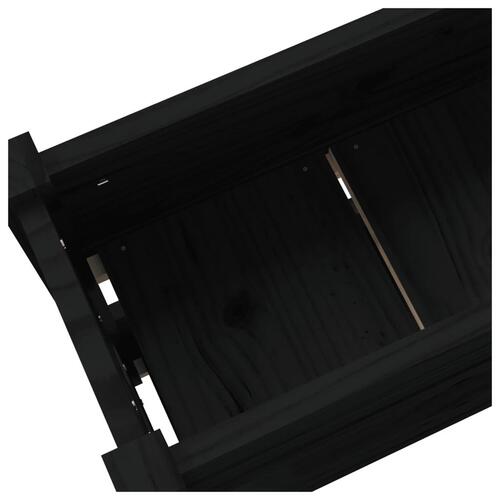Plantekasse 112x25x66 cm massivt fyrretræ sort