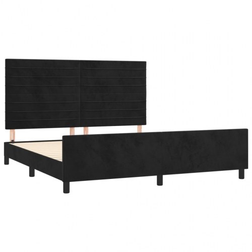 Sengeramme med sengegavl 180×200 cm - fløjl, sort