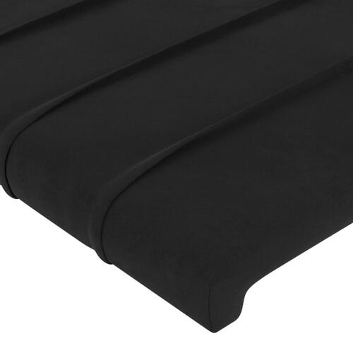 Sengegavl med LED-lys 180x5x78/88 cm velour sort