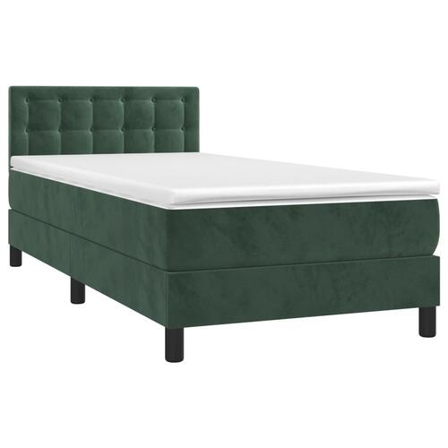 Kontinentalseng med LED-lys 80x200 cm velour mørkegrøn