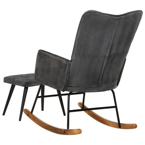 Gyngestol med fodskammel vintagelærred sort