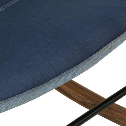 Lænestol med fodskammel denim-patchwork lærred blå