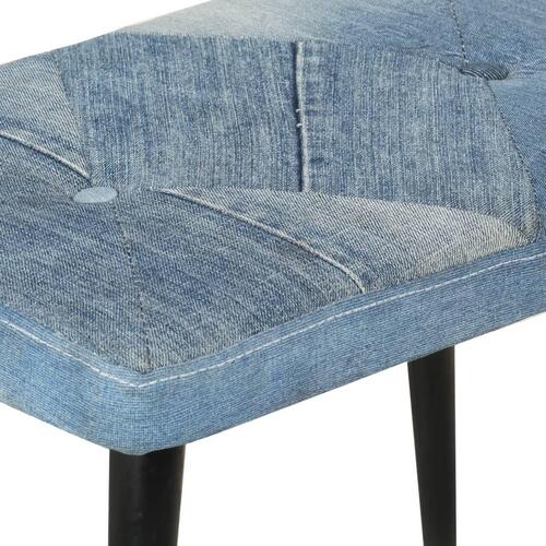 Lænestol med fodskammel denim-patchwork lærred blå