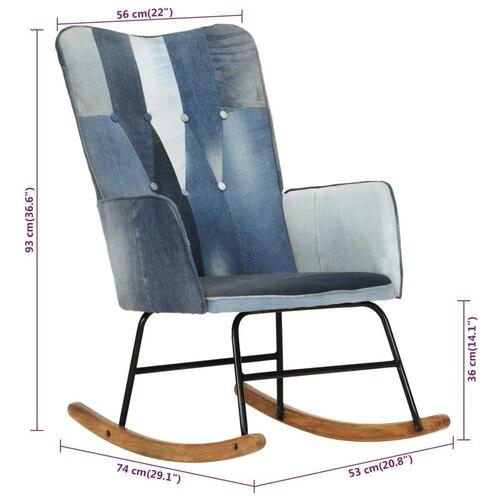 Gyngestol lærred denim-patchwork blå