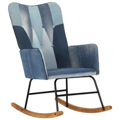 Gyngestol lærred denim-patchwork blå