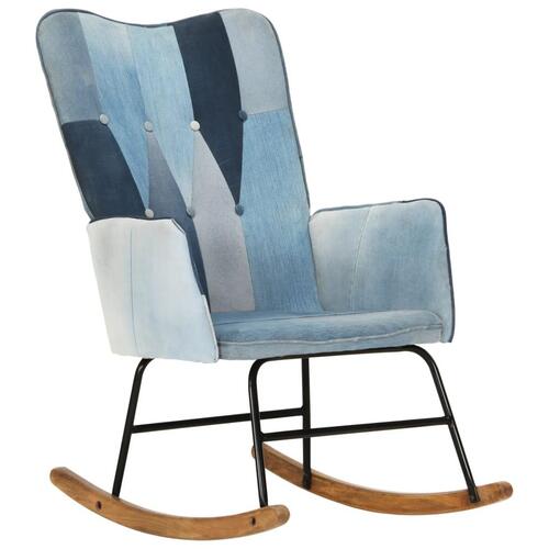 Gyngestol lærred denim-patchwork blå