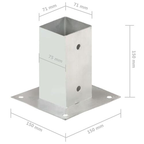 Stolpefod 4 stk. 71 mm galvaniseret metal