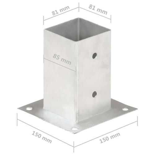 Stolpefod 4 stk. 81 mm galvaniseret metal