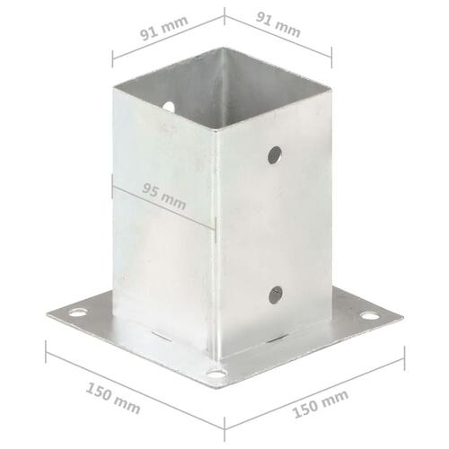 Stolpefod 4 stk. 91 mm galvaniseret metal
