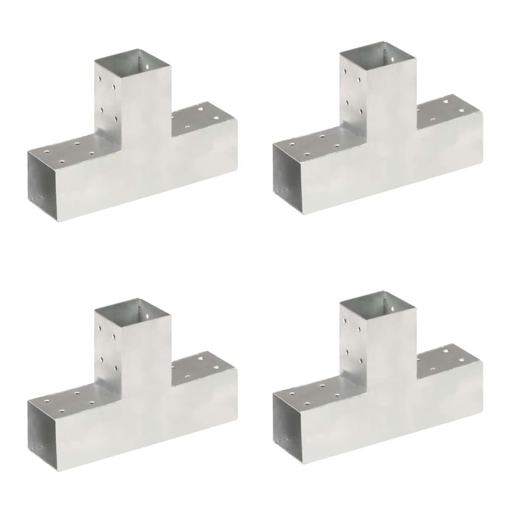 Stolpebeslag T-form 4 stk. 71x71 mm galvaniseret metal