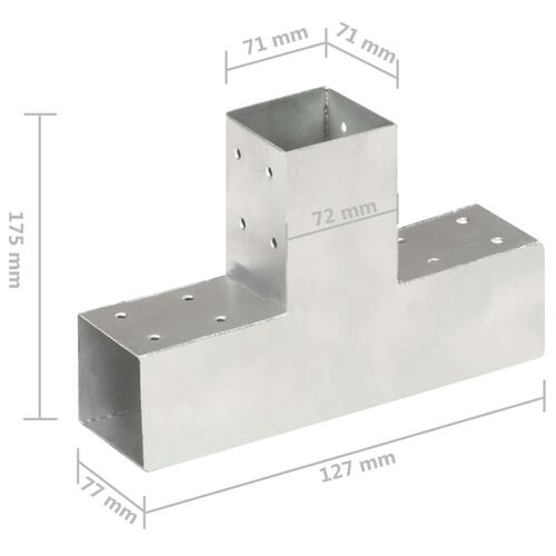 Stolpebeslag T-form 4 stk. 71x71 mm galvaniseret metal