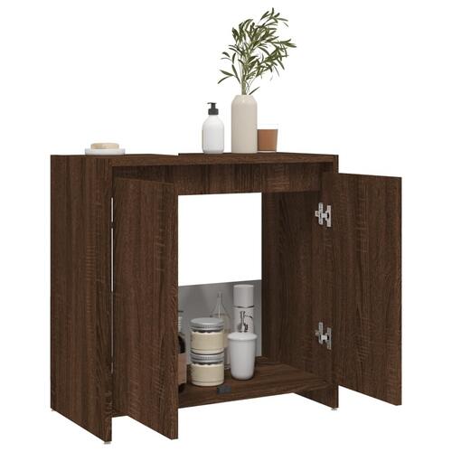 Badeværelsesskab 60x33x61 cm konstrueret træ brun egetræsfarve