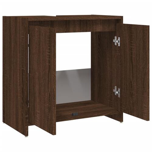 Badeværelsesskab 60x33x61 cm konstrueret træ brun egetræsfarve