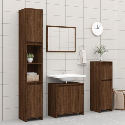 Badeværelsesskab 60x33x61 cm konstrueret træ brun egetræsfarve