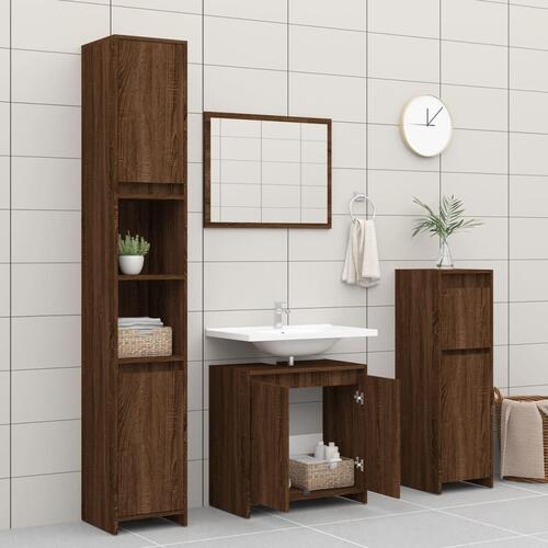 Badeværelsesskab 60x33x61 cm konstrueret træ brun egetræsfarve