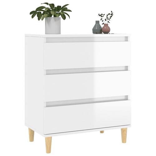 Skænk 60x35x70 cm konstrueret træ hvid højglans