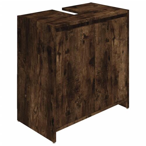 Badeværelsesskab 60x33x61 cm konstrueret træ røget egetræsfarve