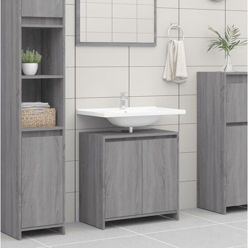 Badeværelsesskab 60x33x61 cm konstrueret træ grå sonoma-eg