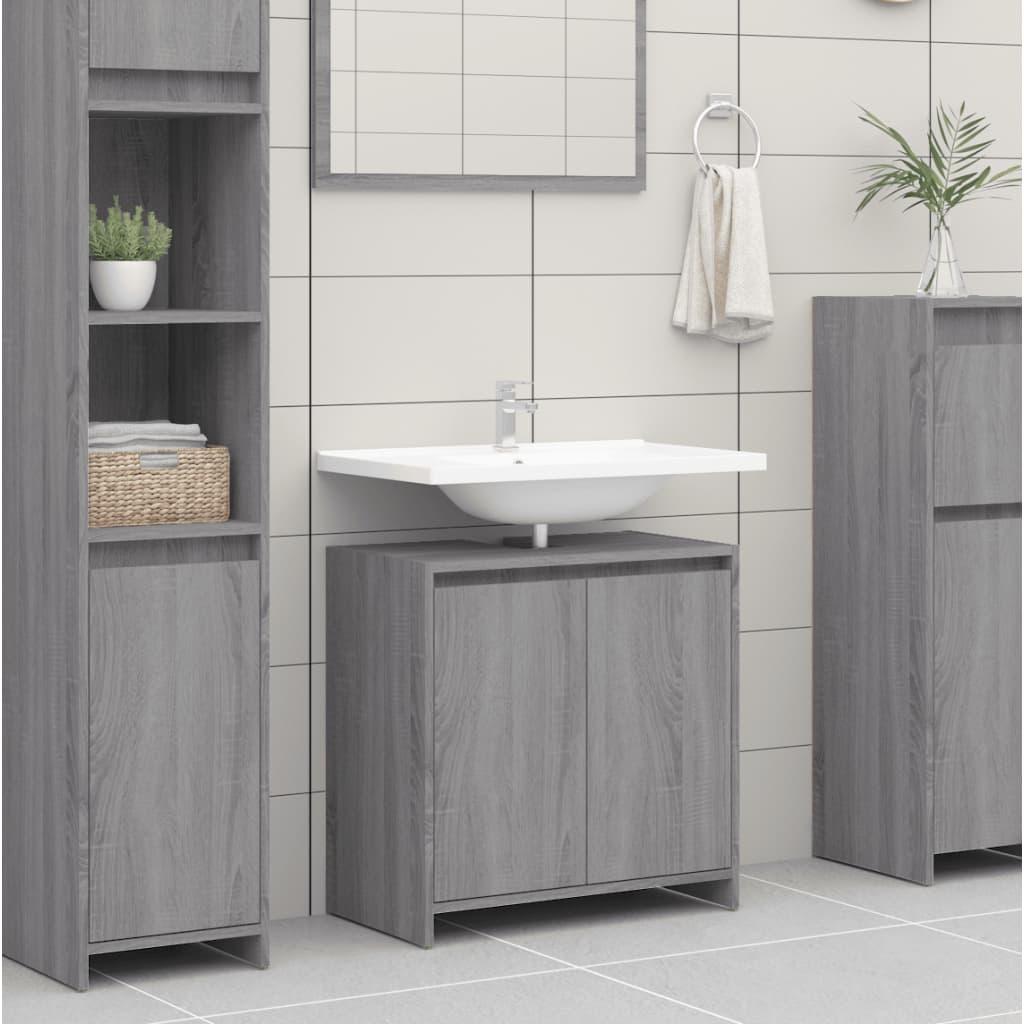 Badeværelsesskab 60x33x61 cm konstrueret træ grå sonoma-eg