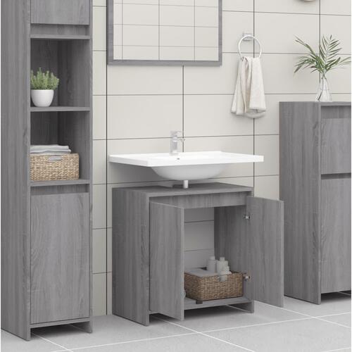 Badeværelsesskab 60x33x61 cm konstrueret træ grå sonoma-eg