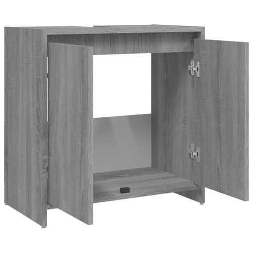 Badeværelsesskab 60x33x61 cm konstrueret træ grå sonoma-eg