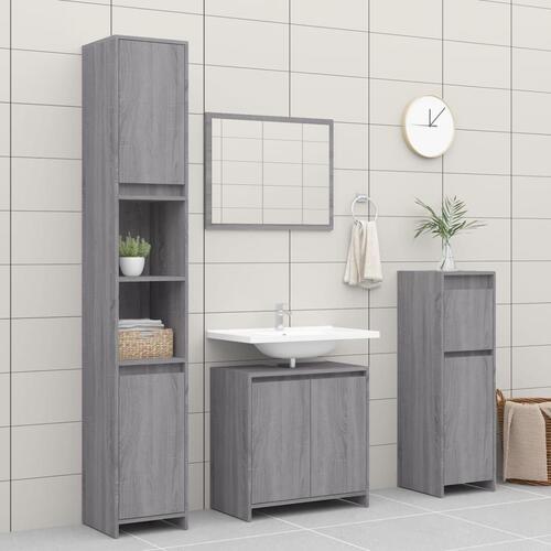 Badeværelsesskab 60x33x61 cm konstrueret træ grå sonoma-eg
