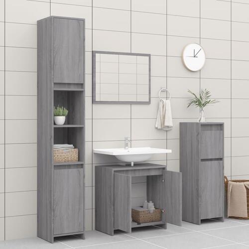 Badeværelsesskab 60x33x61 cm konstrueret træ grå sonoma-eg